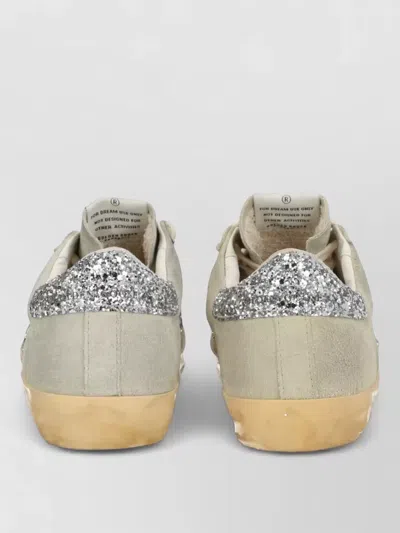 Golden Goose Sneakers Glitter Detail Perforated Side Star Motif In Gray