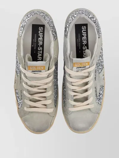 Golden Goose Sneakers Glitter Detail Perforated Side Star Motif In Gray