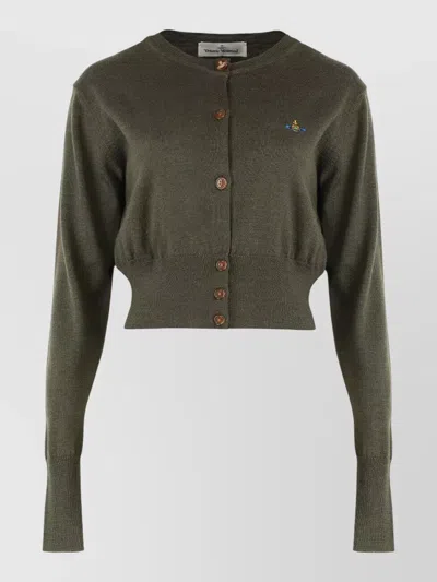 Vivienne Westwood Bea Cropped Knit Cardigan Long Sleeves In Green