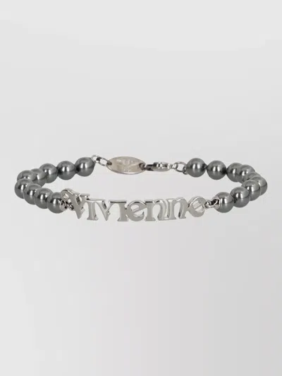 Vivienne Westwood Emilio Metal Bracelet Set Glass Beads In Silver