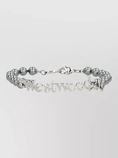 Vivienne Westwood Emilio Metal Bracelet Set Glass Beads In Silver