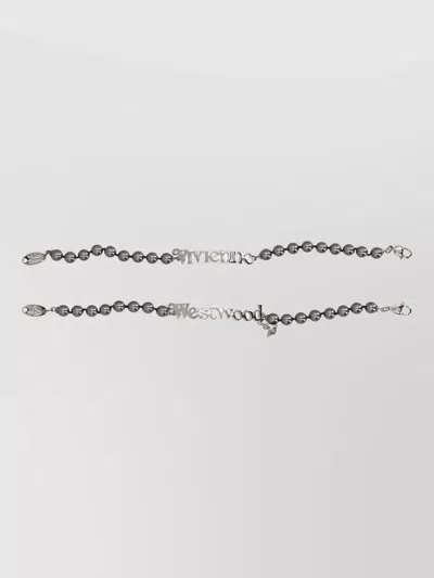 Vivienne Westwood Emilio Metal Bracelet Set Glass Beads In Silver