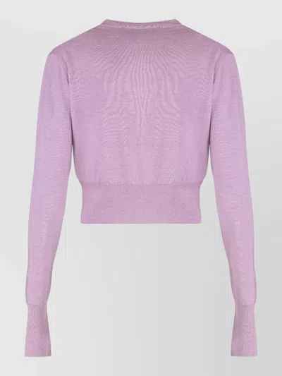 Vivienne Westwood Bea Cropped Knit Cardigan Crew Neck In Purple