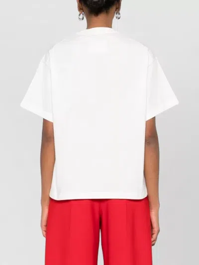 Jil Sander Women White Crewneck T-shirt With Logo Lettering On The Front In Cotton Woman In Gray