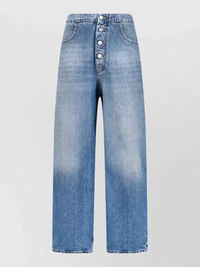 Mm6 Maison Margiela Straight Trousers Belt Loops Back Pockets In Blue