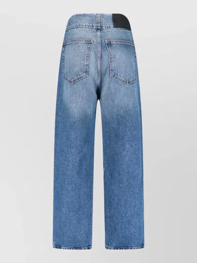 Mm6 Maison Margiela Straight Trousers Belt Loops Back Pockets In Blue
