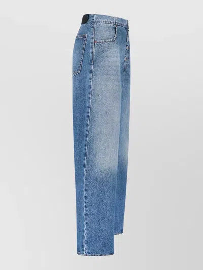 Mm6 Maison Margiela Straight Trousers Belt Loops Back Pockets In Blue