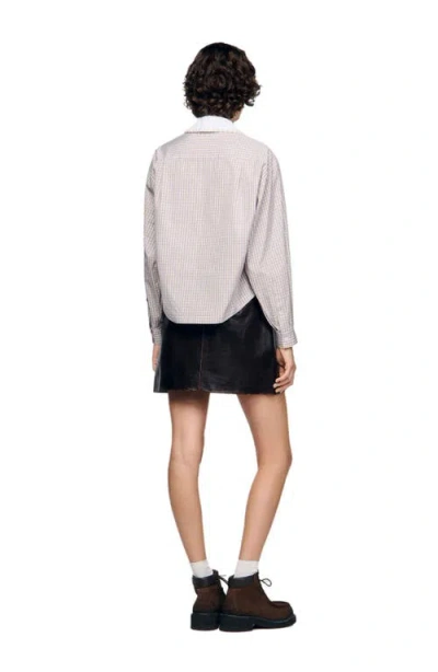 Sandro Plaid And Pearl Collar Shirt In White