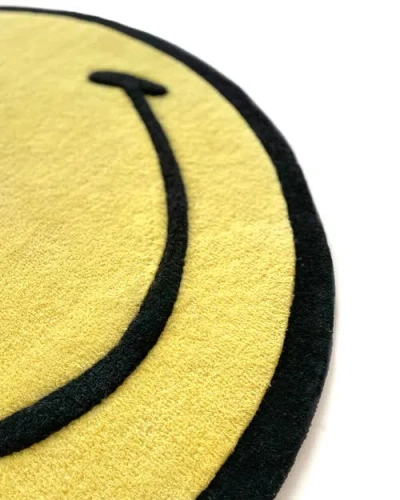Maison Deux Smiley Rug In Yellow