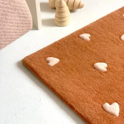 Maison Deux Hearts Rug In Brown