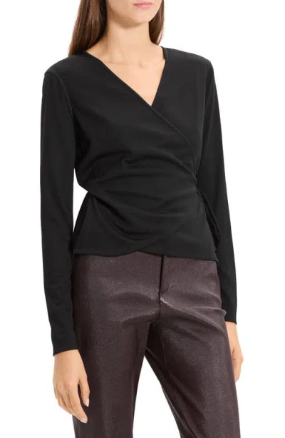 Theory Wrap Sweater In Black
