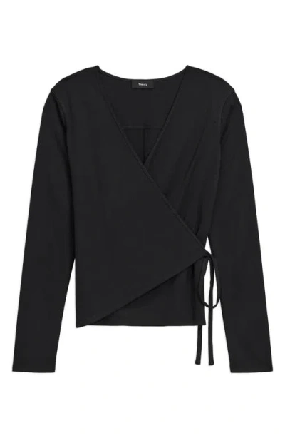 Theory Wrap Sweater In Black