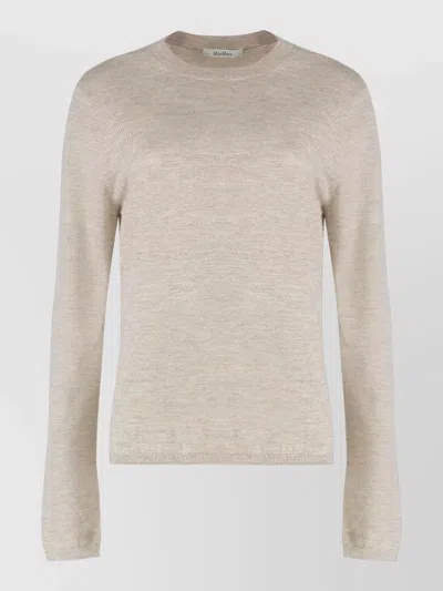 Max Mara Cashmere Marica Crew Neck Knit Sweater In Neutral