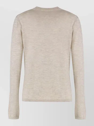 Max Mara Cashmere Marica Crew Neck Knit Sweater In Neutral