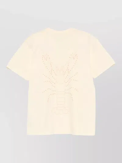 Maison Labiche Signature Logo T Shirt Lobster Embroidery In Neutral