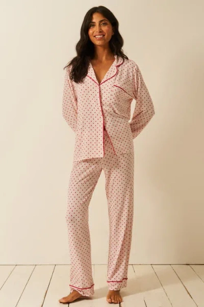 Stripe & Stare Long Pyjama Set In Pink