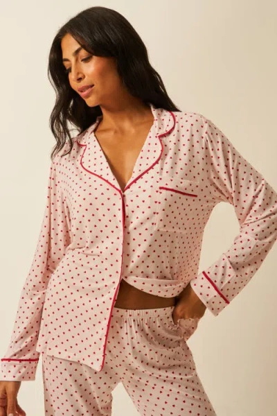 Stripe & Stare Long Pyjama Set In Pink