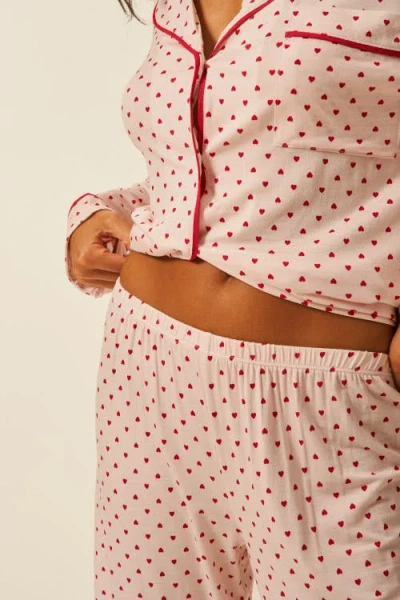 Stripe & Stare Long Pyjama Set In Pink