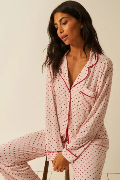 Stripe & Stare Long Pyjama Set In Pink