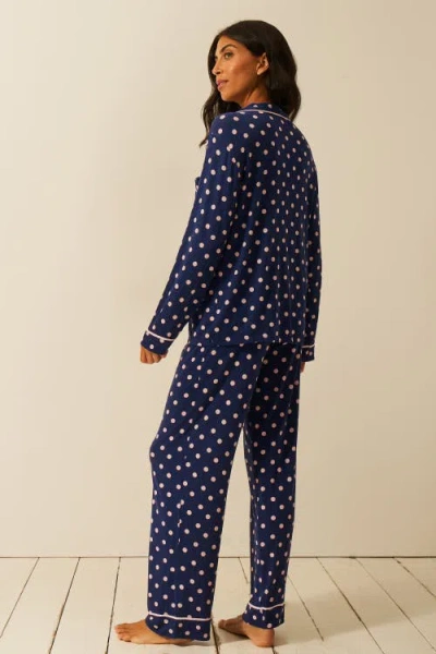 Stripe & Stare Long Pyjama Set In Blue
