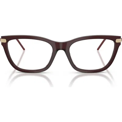 Emporio Armani 54mm Cat Eye Optical Glasses In Burgundy