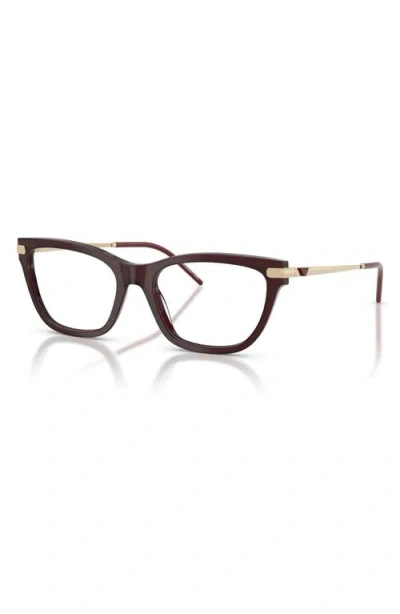 Emporio Armani 54mm Cat Eye Optical Glasses In Burgundy