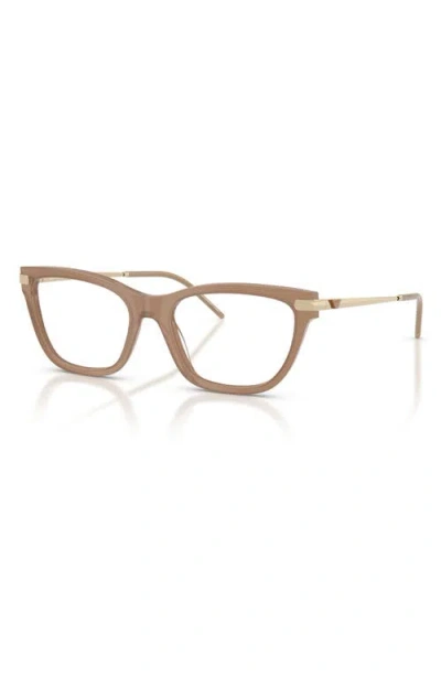 Emporio Armani 54mm Cat Eye Optical Glasses In Brown