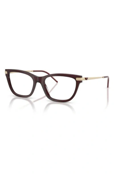Emporio Armani 52mm Cat Eye Optical Glasses In Brown