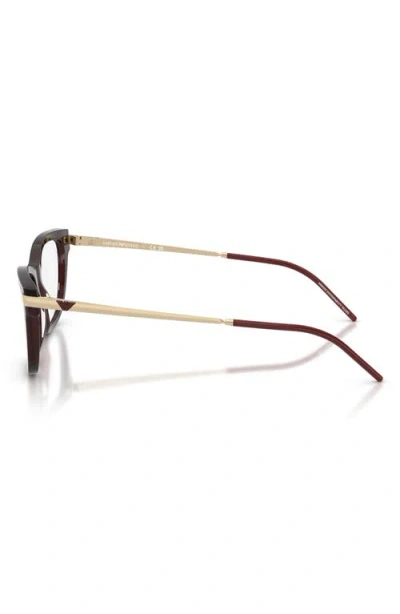 Emporio Armani 52mm Cat Eye Optical Glasses In Brown