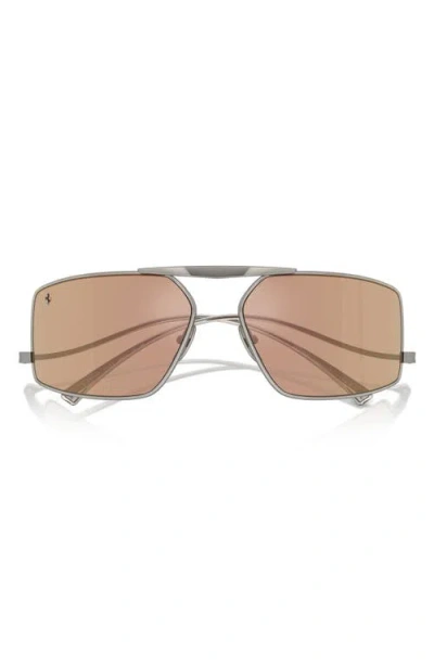 Scuderia Ferrari 64mm Oversize Rectangular Sunglasses In Metallic