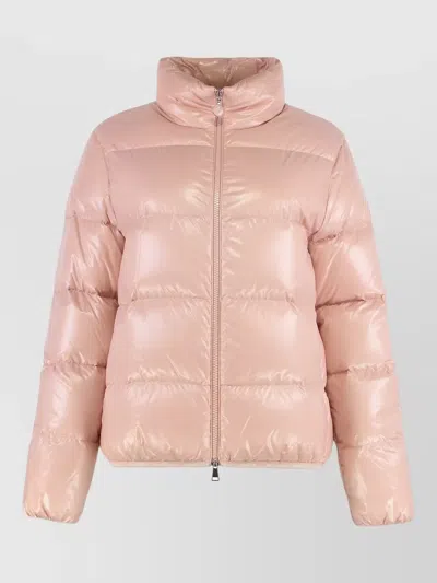Moncler Abbadia Short Down Jacket Nylon In Pink