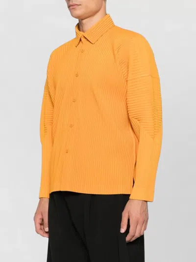 Issey Miyake Long Sleeve Ribbed Shirt Side Slits In Orange