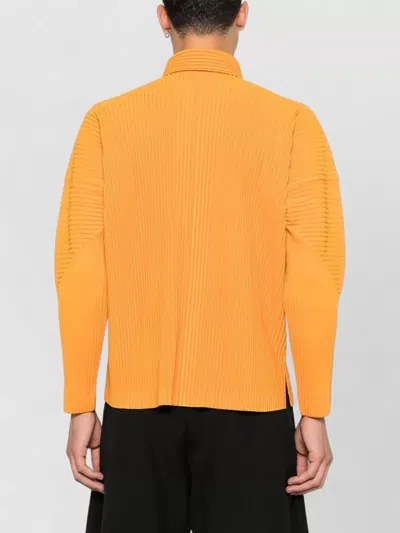 Issey Miyake Long Sleeve Ribbed Shirt Side Slits In Orange
