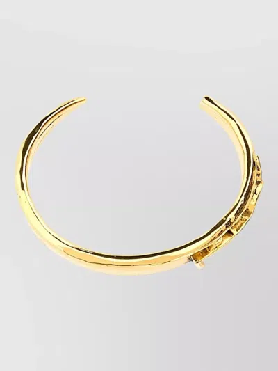 Saint Laurent Cassandre Metal Bracelet Open Cuff Design In Gold