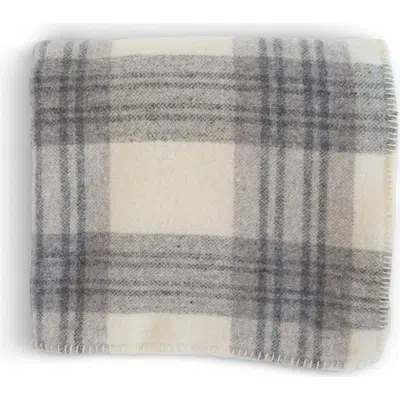 Evangeline Plaid Merino Wool Blankets In Neutral