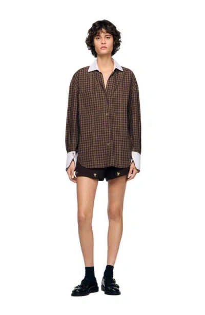 Sandro Two-tone Check Shirt In Multi