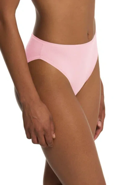 Natori Bliss Bare Cotton High Cut Briefs In Pink