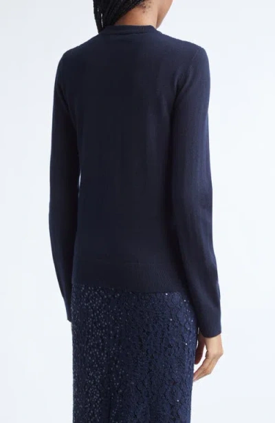 Michael Kors Collection Sequin Embellished Floral Lace & Cashmere Cardigan In Blue