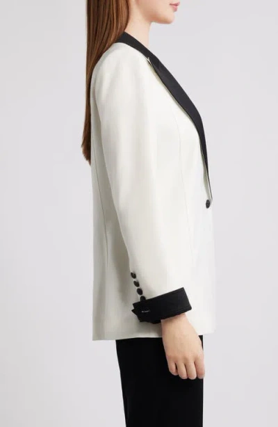 Kobi Halperin Camille Two Tone Wool Blend Blazer In White