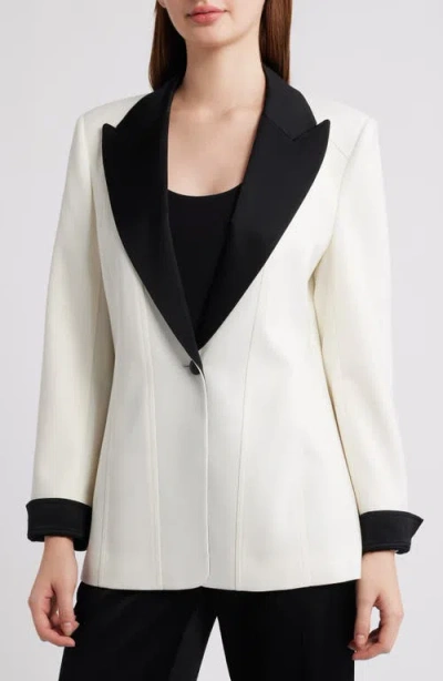 Kobi Halperin Camille Two Tone Wool Blend Blazer In White