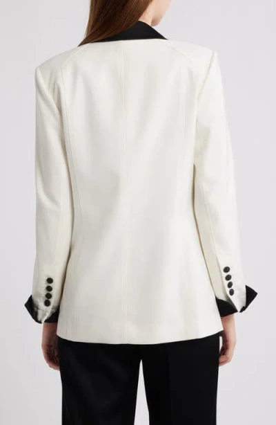 Kobi Halperin Camille Two Tone Wool Blend Blazer In White