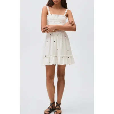 Mango Teen Embroidered Cotton Fit & Flare Dress In White