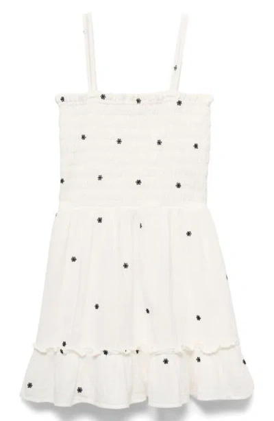Mango Teen Embroidered Cotton Fit & Flare Dress In White