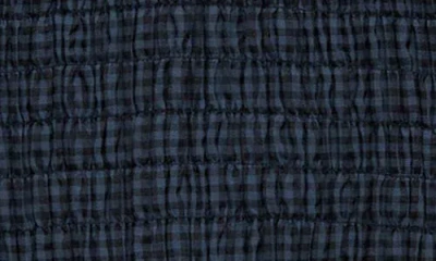 Mango Teen Smocked Plaid Long Sleeve Dress In Blue