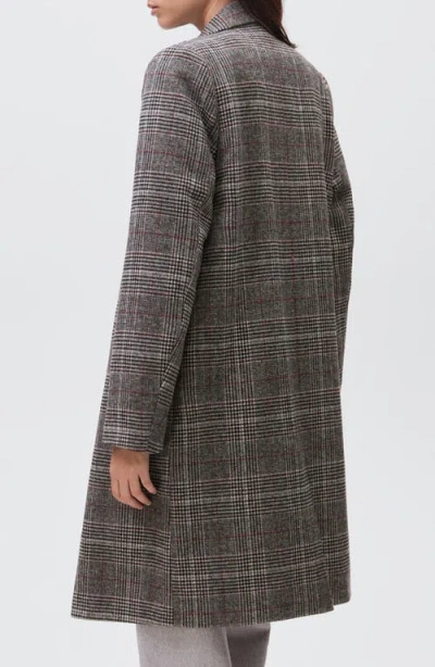 Mango Teen Check Longline Tweed Coat In Gray
