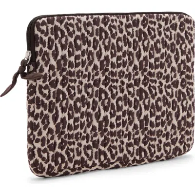 Mango Teen Leopard Print Quilted Cotton Laptop Case In Brown