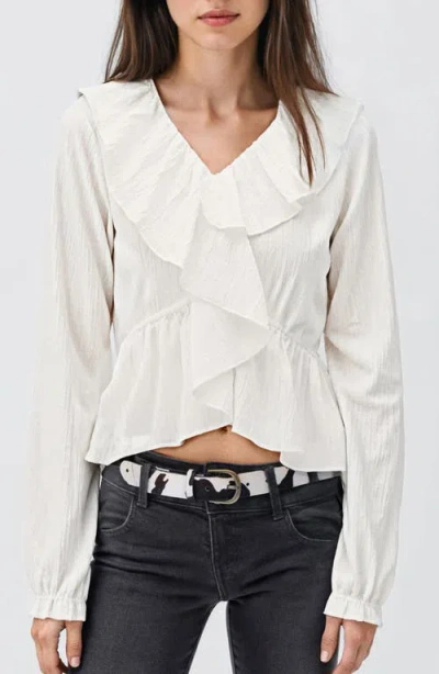 Mango Teen Ruffled Faux Wrap Top In White