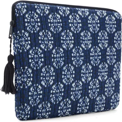 Mango Teen Print Quilted Cotton Laptop Case In Blue