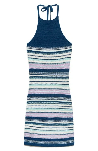 Mango Teen Knit Halter Dress In Blue