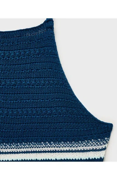 Mango Teen Knit Halter Dress In Blue